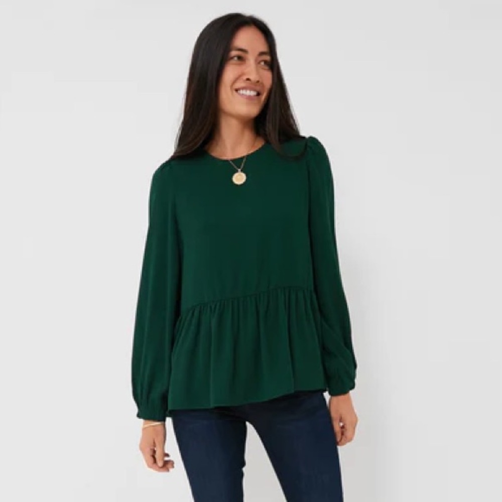 Tuckernuck || Pomander Place Carlota Peplum Blouse Green XS